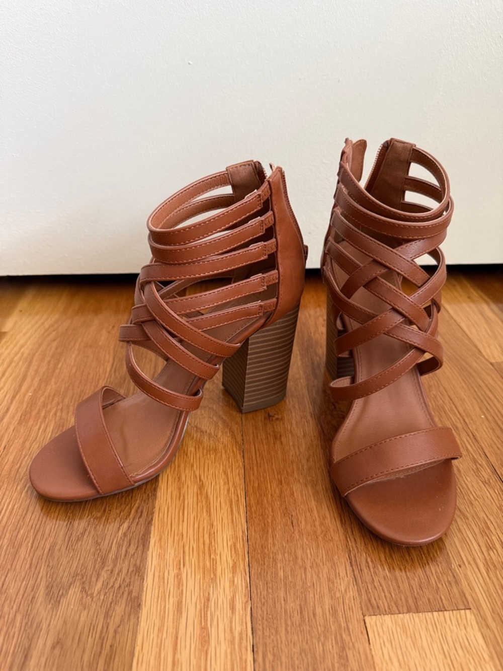 Charlotte Russe Brown Strappy Block Heel Sandals